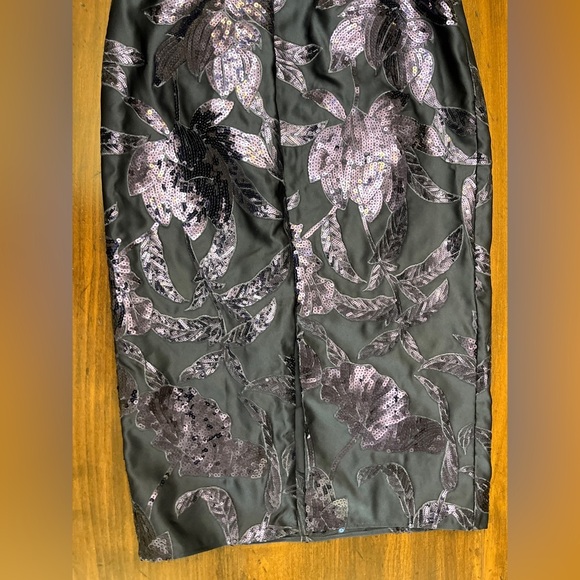 Marchesa Notte Lotus Sequin Midi Dress Size 2 Navy Formal Elegant Party Evening - Picture 6 of 16